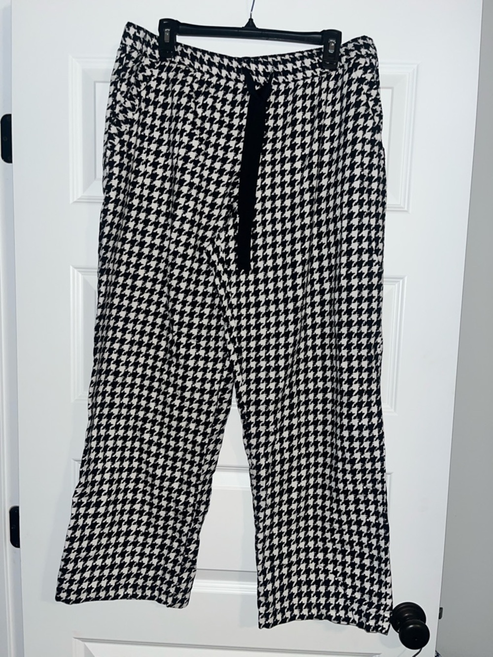 Sleep Sense Black & White Houndstooth Flannel Pajamas Bottom Size L lounge